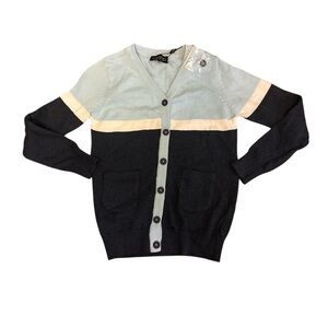 Boys Navy and Cream Cardigan Sweater